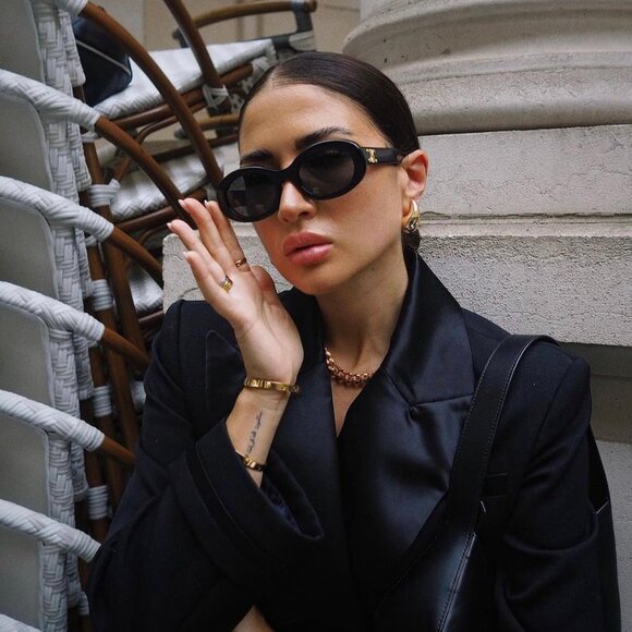 Celine CL40194U 01A Oval Sunglasses - Black/Smoke - Picture 1 of 14